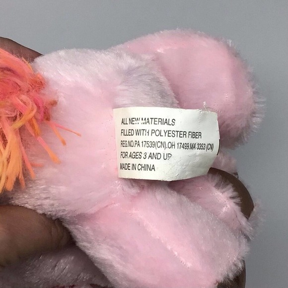 Pink Rose Gold Metallic Unicorn with Bow 10" Plush Yellow Pink Mane Stuffed Toy - Picture 7 of 9